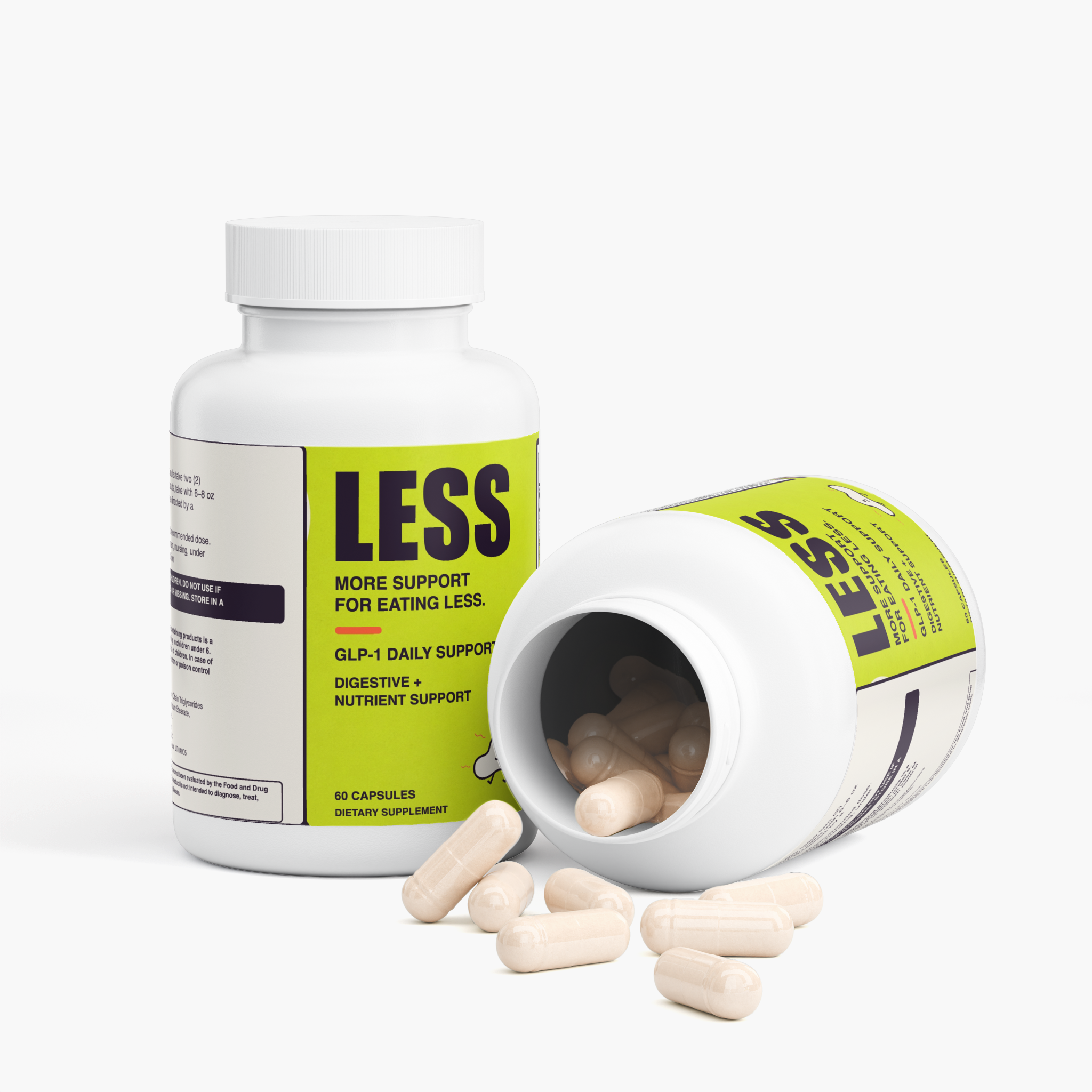 LESS Daily Support bottle and capsules